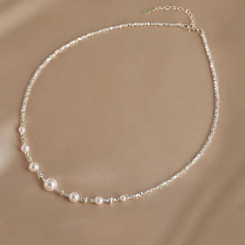 

S925 Sterling Silver Thorned Crown Pearl Necklace - Women s Luxury Clavicle Chain Jewelry 925 Silver