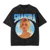 Washed T Shirts Singer Shakira Hip Hop Vintage T-Shirt Harajuku Streetwear 100% Cotton Summer Tops Tees for Women