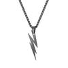 European & American Hip Hop Titanium Steel Lightning Pendant Necklace with Men's Square Pearl.