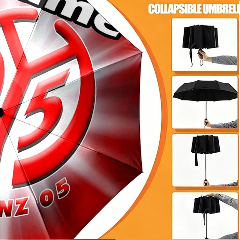 Custom Name Personalized 05 1FSV Mainz 05 Print Umbrella, Auto Open Close, 8‑Rib Sturdy Frame, Commute Camping Hiking Use, Birthday Gift