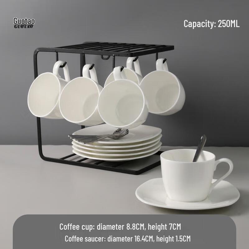 

HANDUNYOU Pure White European Coffee Cup & Saucer Set