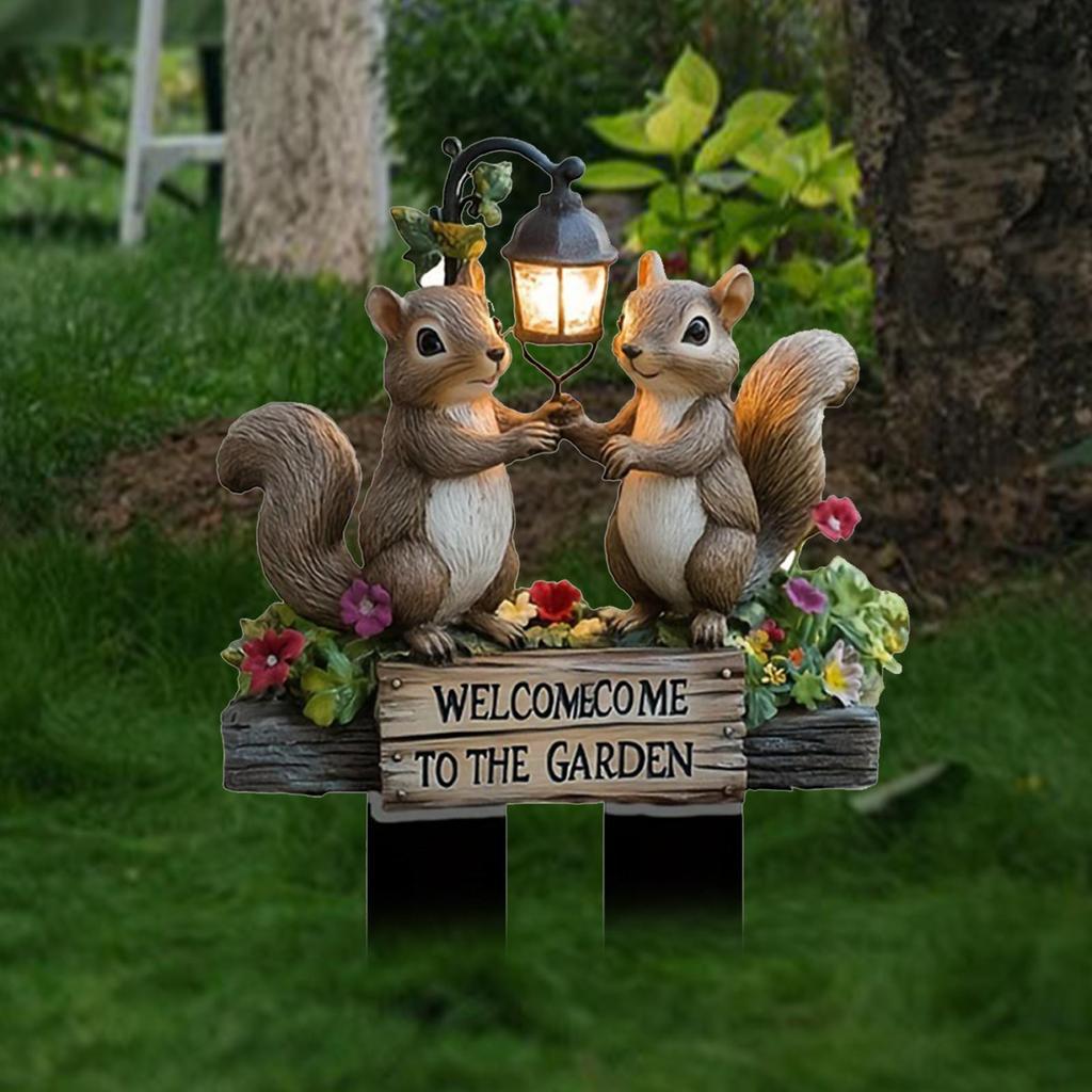 2D Flat Acrylic Squirrels Garden Stake Waterproof Ornament Outdoor Plaque Stake for Lawn Garden Accessory