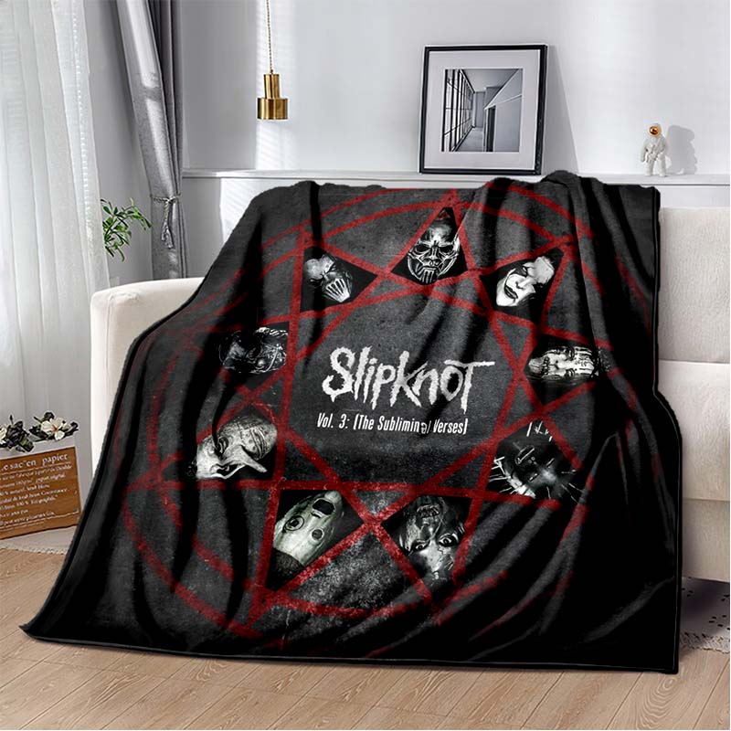 Coperta stampata con copertina dell'album Slipknot, Rap-Metal, Heavy Metal, Morbida e Calda in Flanella, per Divano, Letto, Ufficio Portatile, Regalo