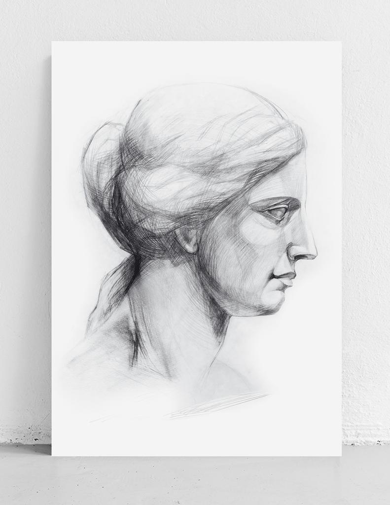 Plakát řecká socha profil skica