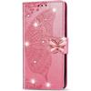 CCSmall for Samsung Galaxy A71 5G Wallet Case Bling for Women Girls, Floral Diamond Cute Butterfly PU Leather Flip Case Cover with Card Slot Holder