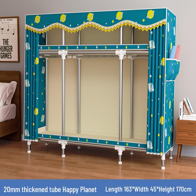 Thickened Steel Pipe Fabric Wardrobe for Dorm or Bedroom Storage