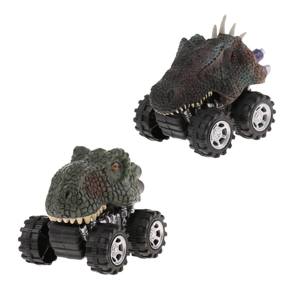 2Pc Kid Children Pull Dinosaur Figure Toy Tyrannosaurus & Backthorn