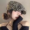 American Retro Leopard Print Forward Cap for Women Summer Thin Style Niche Design Fashionable Beret Duckbill Cap