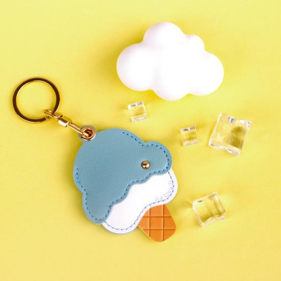 Keychain Pendant Imitation Leather Ice Cream Shape Bag Charm Access Control Card Holder Backpack