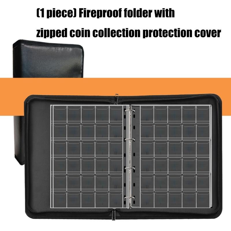 360 Pocket Coins Collecting Album and 36 Pocket Money Currency Storage Album Fireproof Zippered Coin Organiser Folder