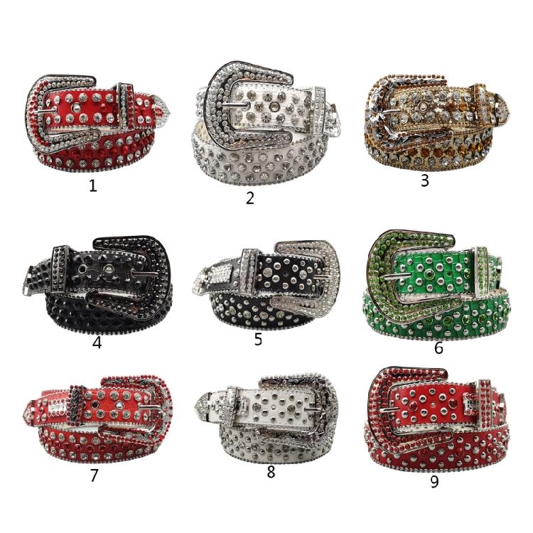 Exaggerated Rhinestone Waist Belts for Adult Pin Buckle Belt for Jeans Waistband
