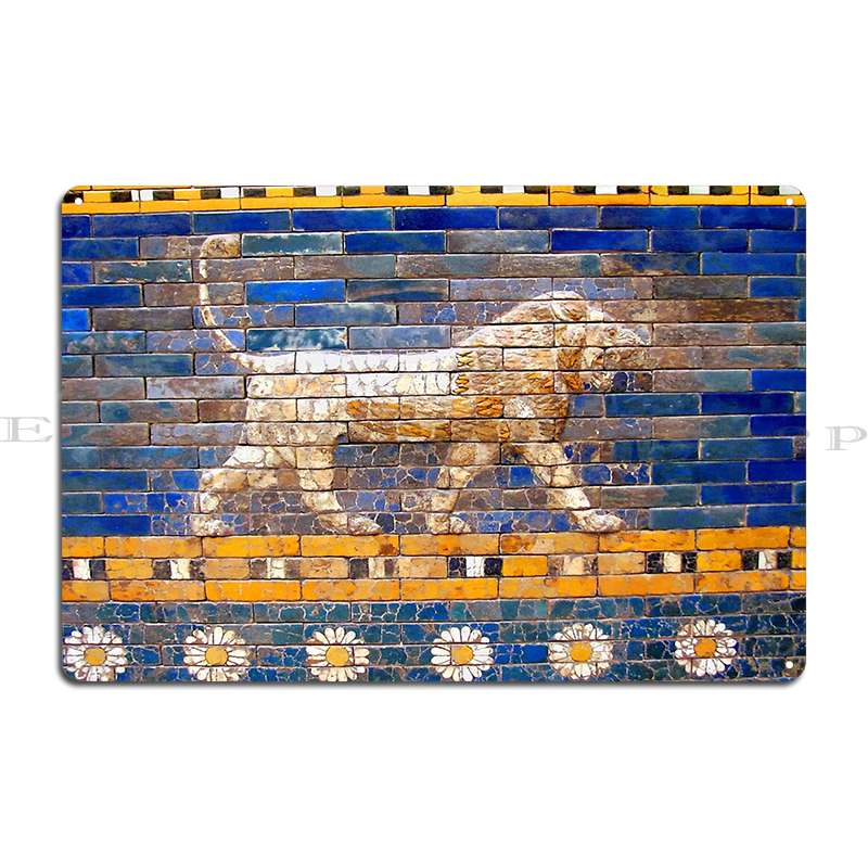 

Asiatic Lion Ishtar Gate Babylon Metal Sign Plaques Funny Cinema Customize Designing Tin Sign Poster 20x30cm（7.8x11.8inch）