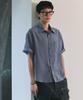 Beullusseonpeullawo Crinkle Check Short Sleeve Shirt [Blue]