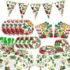 Hawaiian Leaf Summer Party Paper Plates, Napkins, Flags & Hanging Swirls Tableware Set