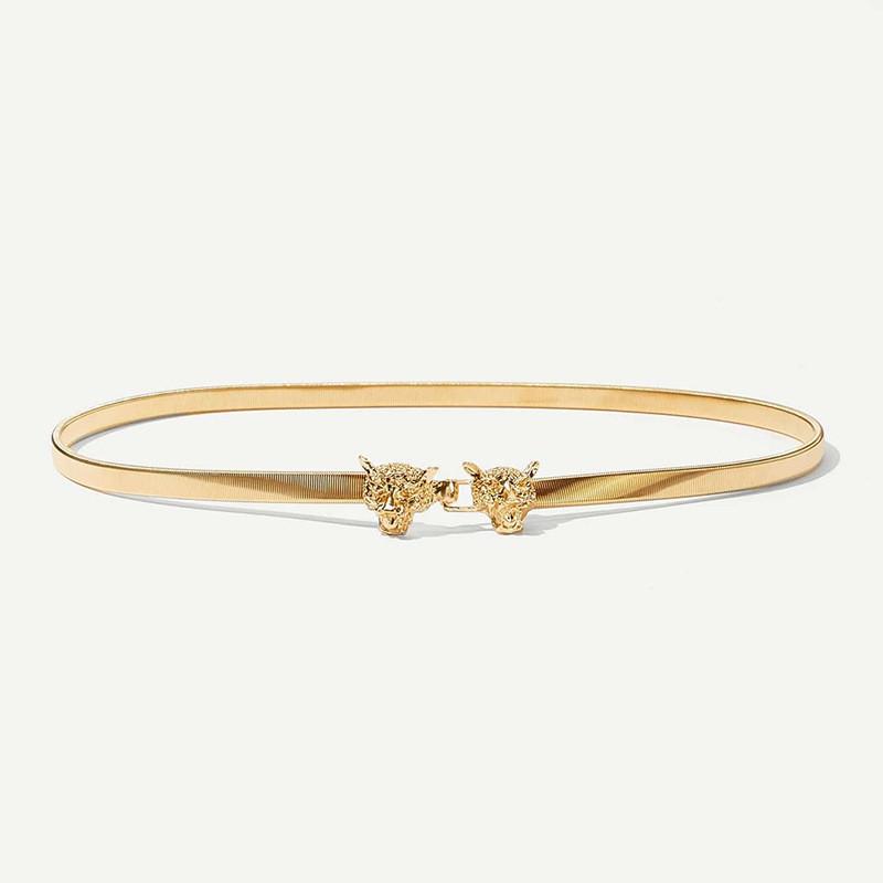 

Metal Leopard Head Chain Waist Belt With Hook Closure For Fashion Casual Wear