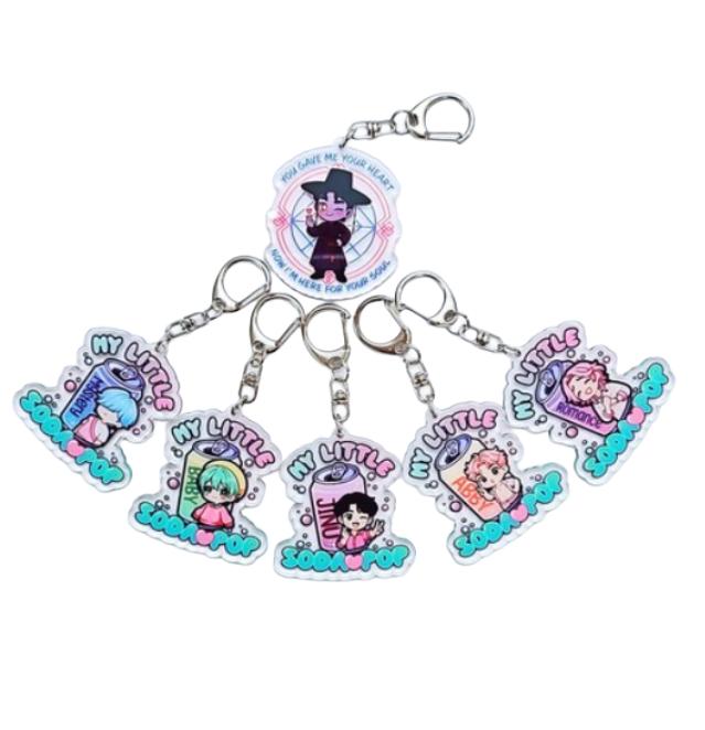 K-POP DEMON HUNTERS Saja Boys Soda Pop Keyring (6pcs Set)