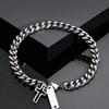 Trendy Cross Cuban Chain Bracelet for Men,Christian Religious Baptismal Bible Chain Wristband,Gift Card for Son Dad