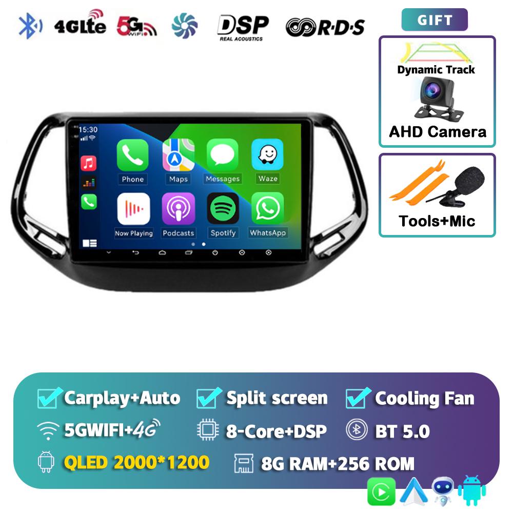 Android 14 Carplay Auto WIFI+4G Car Radio For Jeep Compass 2017 2018 2019 Multimedia GPS Video Player Stereo 2din Dsp Head Unit