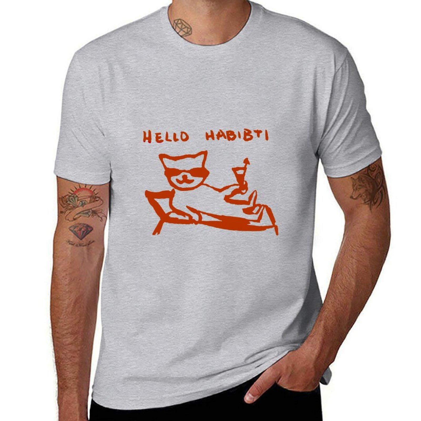 hello habibti Tshirt Aesthetic clothing heavyweights cute tops plus sizes men workout shirt S