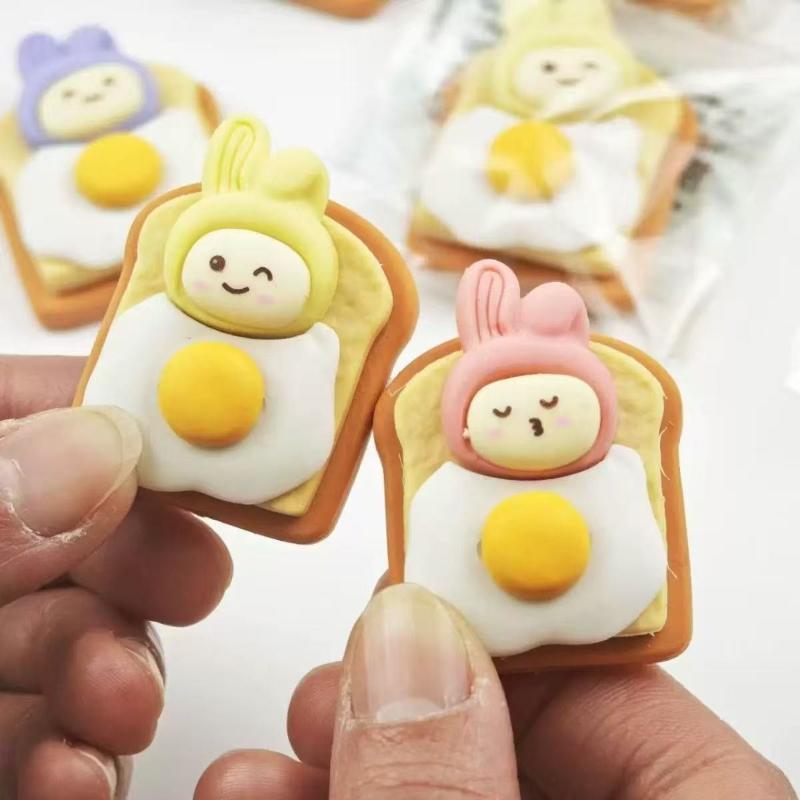 School Supplies Toast Bread Rabbit Eraser Creative Cartoon Cute Elementary School Childrens Prizes Kindergarten Kawai Stationery