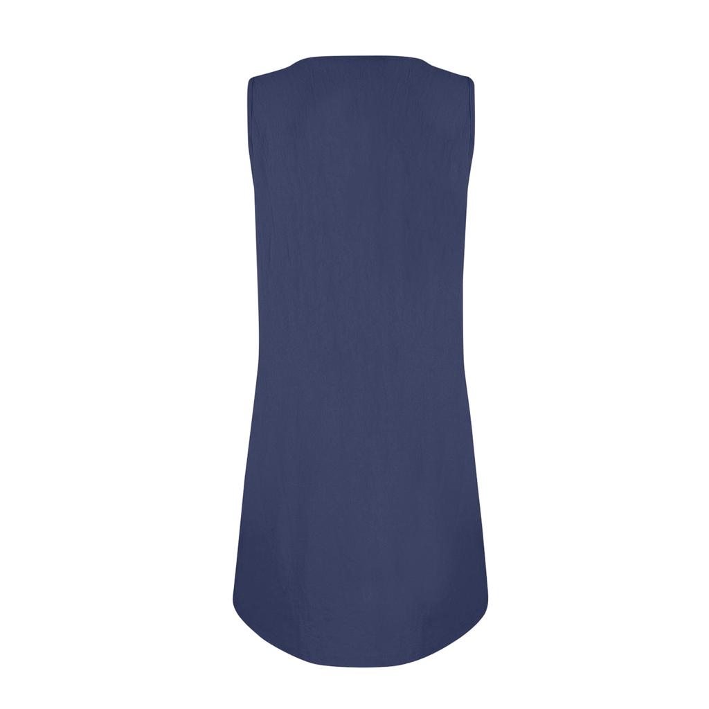Women's Color Round Neck Fashionable Short Skirt Pocket Casual Dress
