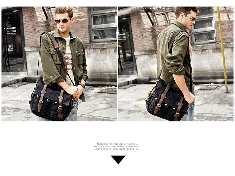 Men's Seven-Color Cotton Canvas Crossbody Bag - Student & Outdoor Casual Messenger Style
