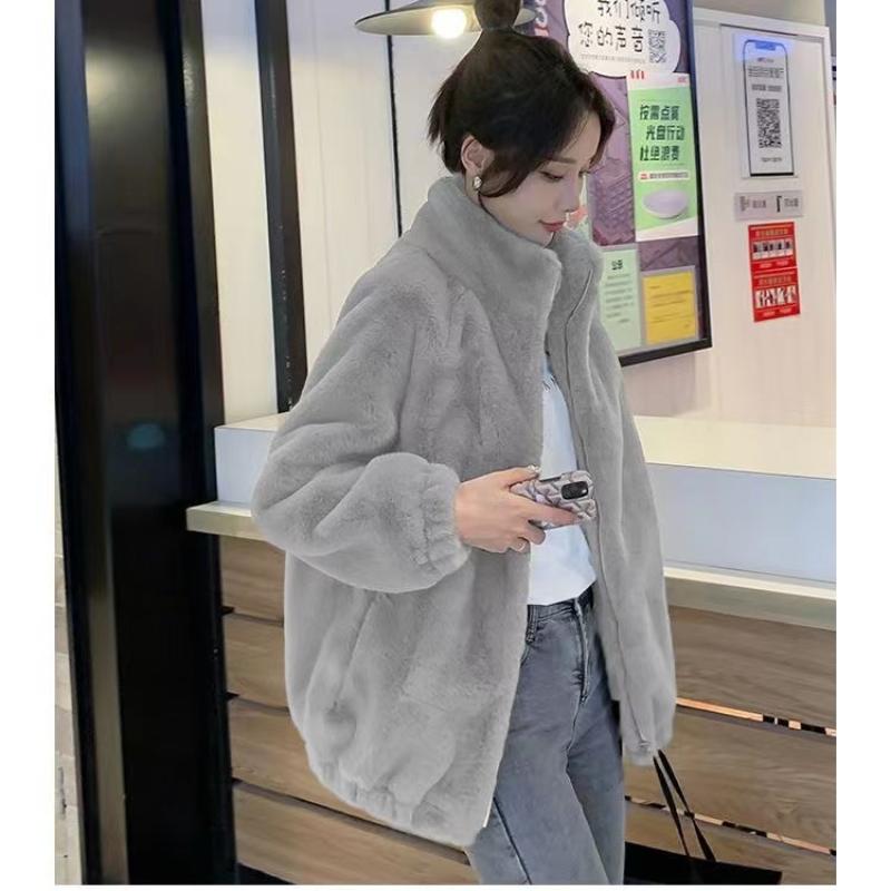 Jesień Nowe Plus Size Ciepłe Polarowe Kurtki Damskie Zimowe Dwustronne Wysokie Kołnierze Damskie Płaszcze Swobodny Zamek Błyskawiczny Pluszowa Aksamitna Kurtka Damskie Płaszcze Topy 25202