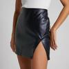 Damen High Waist Reißverschluss Hüftschlitz Rock