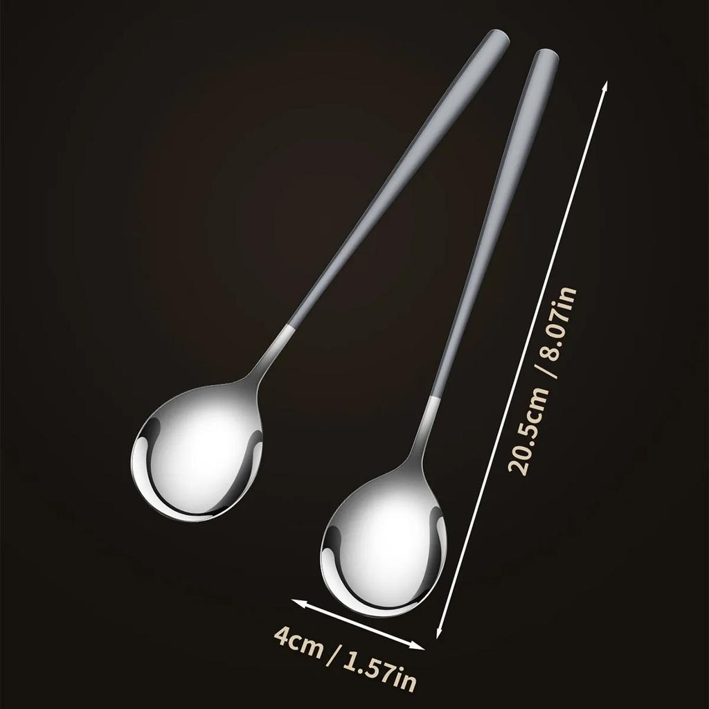 VERDTKJØP 316 rustfri stålskje Husholdningsservise Langskaft suppeskje Koreansk stil skje Kjøkkenøse Rundhodeskje