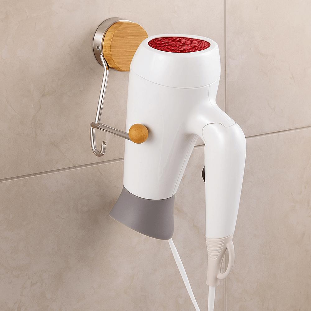 Suction Cup Style Hair Dryer Rack Space Saving Hair Dryer Holder  Bathroom Storage