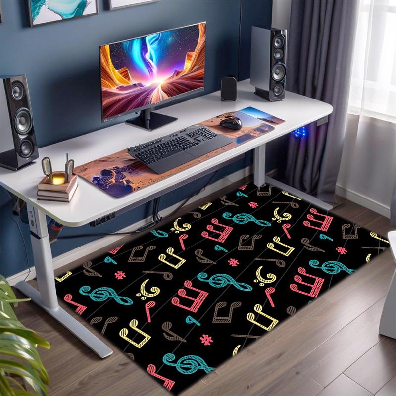 1Pc Musical Elements Printed Circular Carpet, Home Door Mat, Outdoor Travel Protection Carpet A8