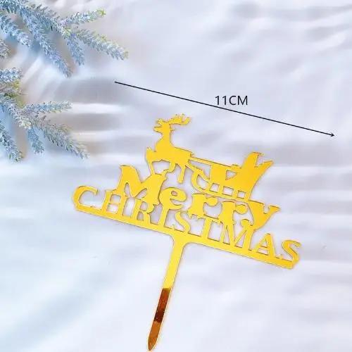 New Merry Christmas Cake Topper Baking Dessert Cake Insert Decor Cupcake Santa Claus Elk Snowman Party Decorations Cake Top