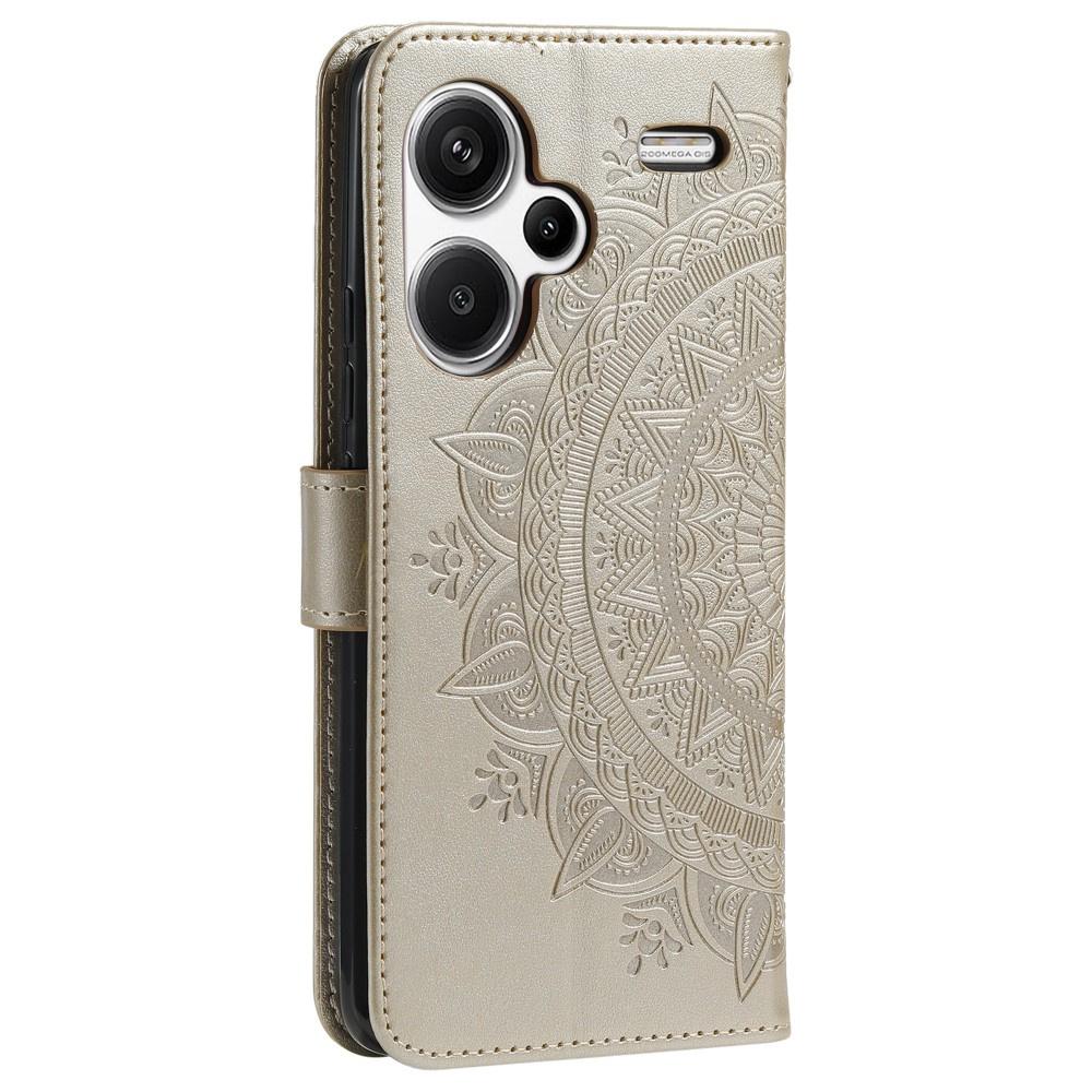 Flip Case for Xiaomi Redmi Note 13 Pro+, Mandala, Gold