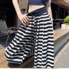 Subculture Women Pants Y2K Striped Cartoon Print Casual Wide Leg Trouser Spring Autumn Punk Harajuku Sweet Sweatpants