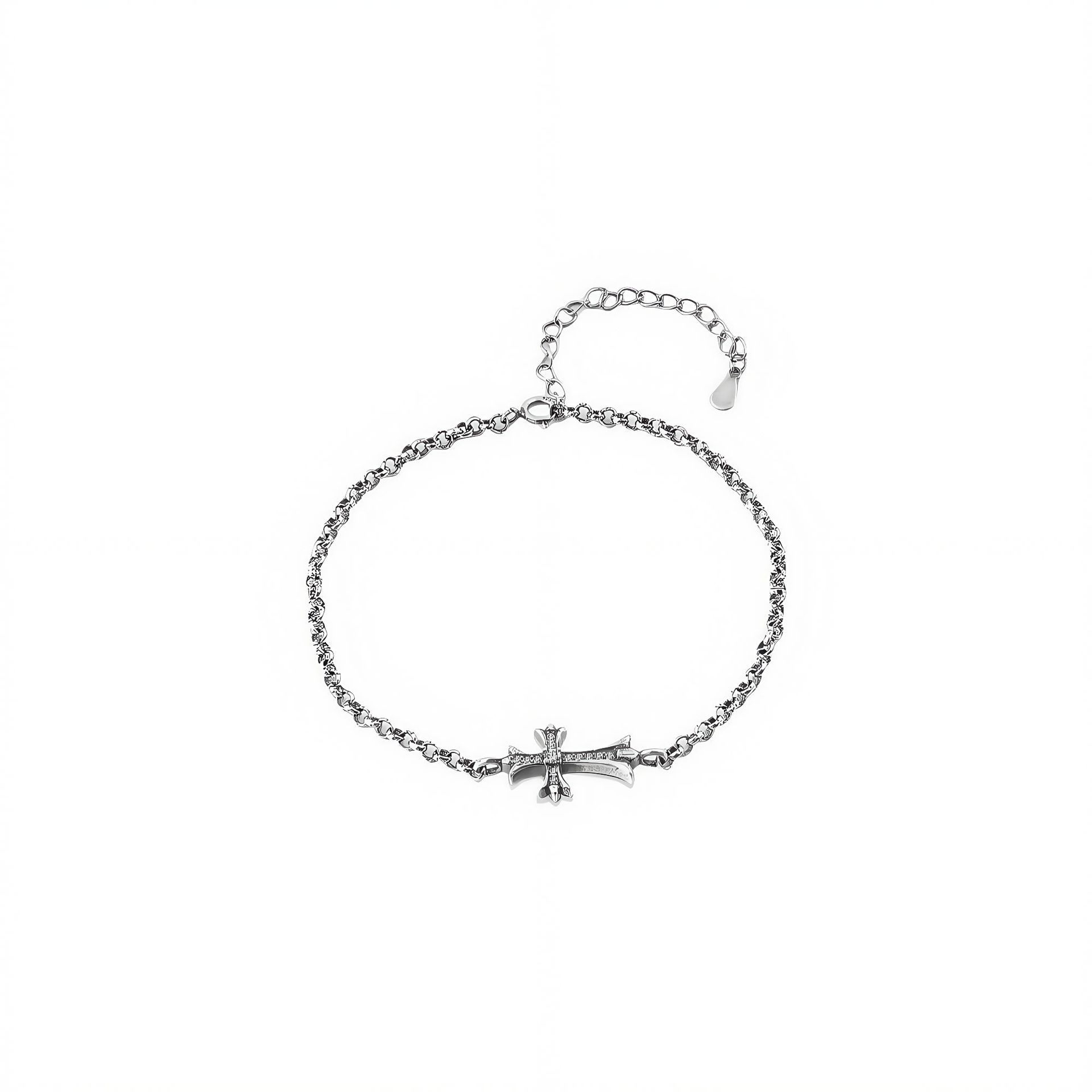 Hip Hop Personality Diamond Cross Bracelet Niche Versatile Vintage Punk Double-Sided Diamond Trendy Men S Old Jewelry
