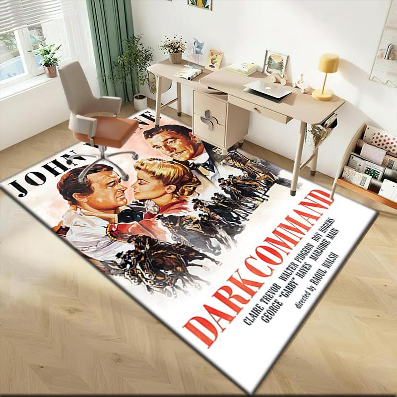 1pz Tappeto John Wayne e la Cowgirl Western per Soggiorno Camera da Letto Casa Decorazione Divano, Tappetino Antiscivolo per Giochi Bambini