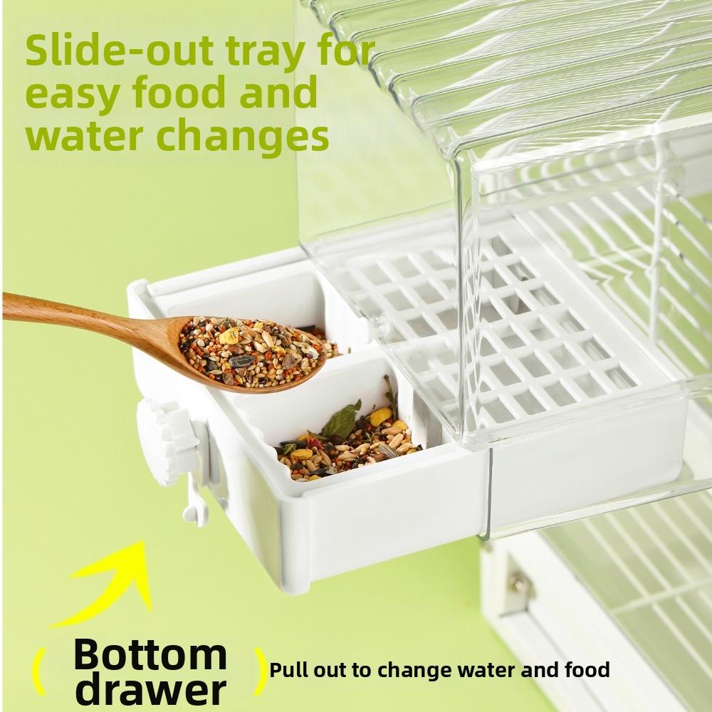 2 In 1 Bird Hanging Bathtub Drawer Design Parrot Shower Box New Food Holder Box Cage Use