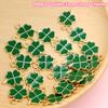 200 Golden-Tone Clover Charms with Glossy Green Enamel Four-Leaf Good Luck Pendants for Necklace Earring Bracelet Jewelry Making