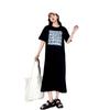 New Short-sleeved T-shirt, Long Dress, Loose and Slimming, Knee-length Slit Long Dress for Women In Summer