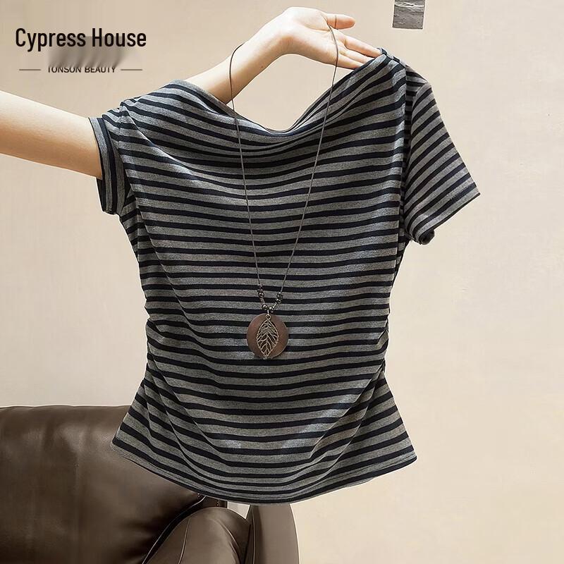Women s Color-Block Striped Short Sleeve T-Shirt M