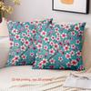 Blue Cherry Blossom Pattern Decorative Throw Pillow Cover 2D Flat Printed Polyester Sofa Cushion Case For Spring Home Decor