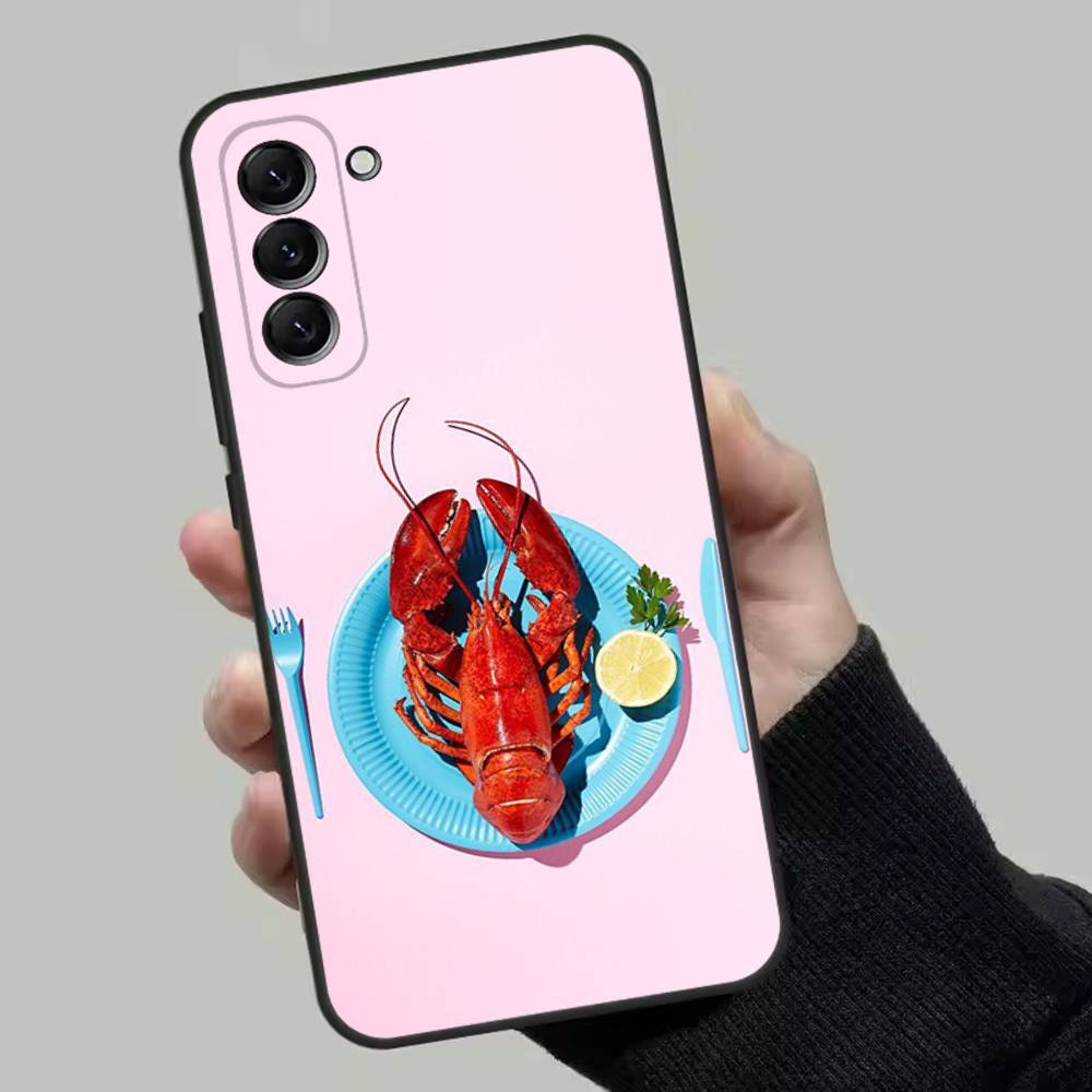 Animal Lobster Phone Case For Samsung Galaxy A13,A21s,A22,A31,A32,A52,A53,A71,A80,Soft Black Shell
