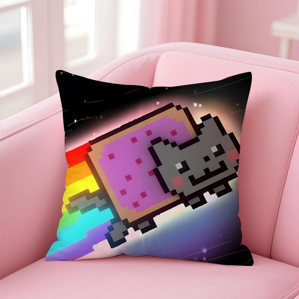 Nyan Cat Cushion Cover Home & Car Multi-Scene Pillow Cover - Reversible, Soft & Durable for Daily Use