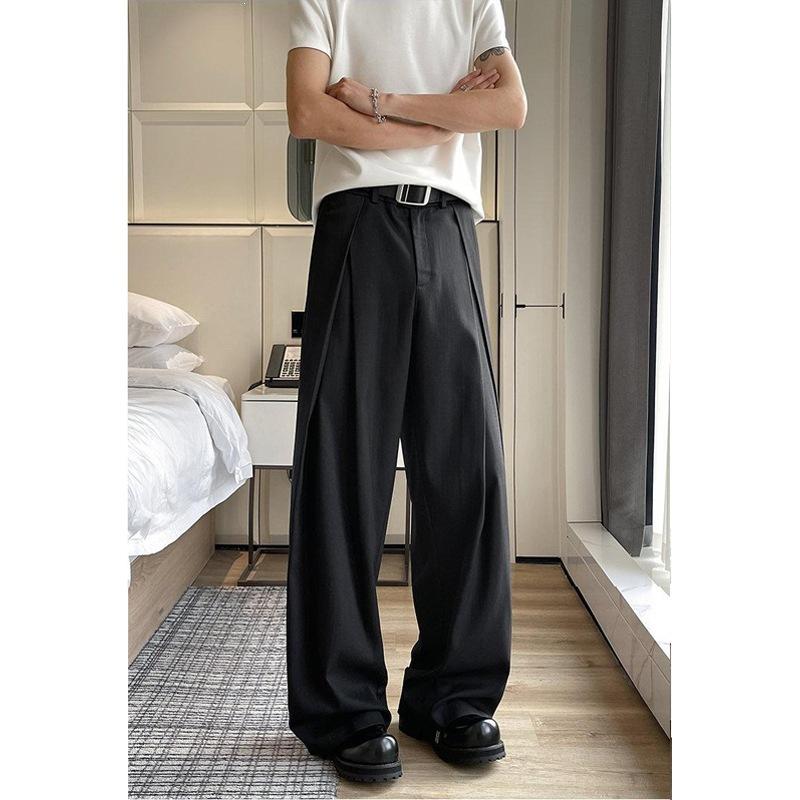 Three-dimensional Pleated Wide-leg Pants A-shaped Silhouette Casual Pants Men's Spring and Autumn New Design Sense Loose Drape Floor Pants