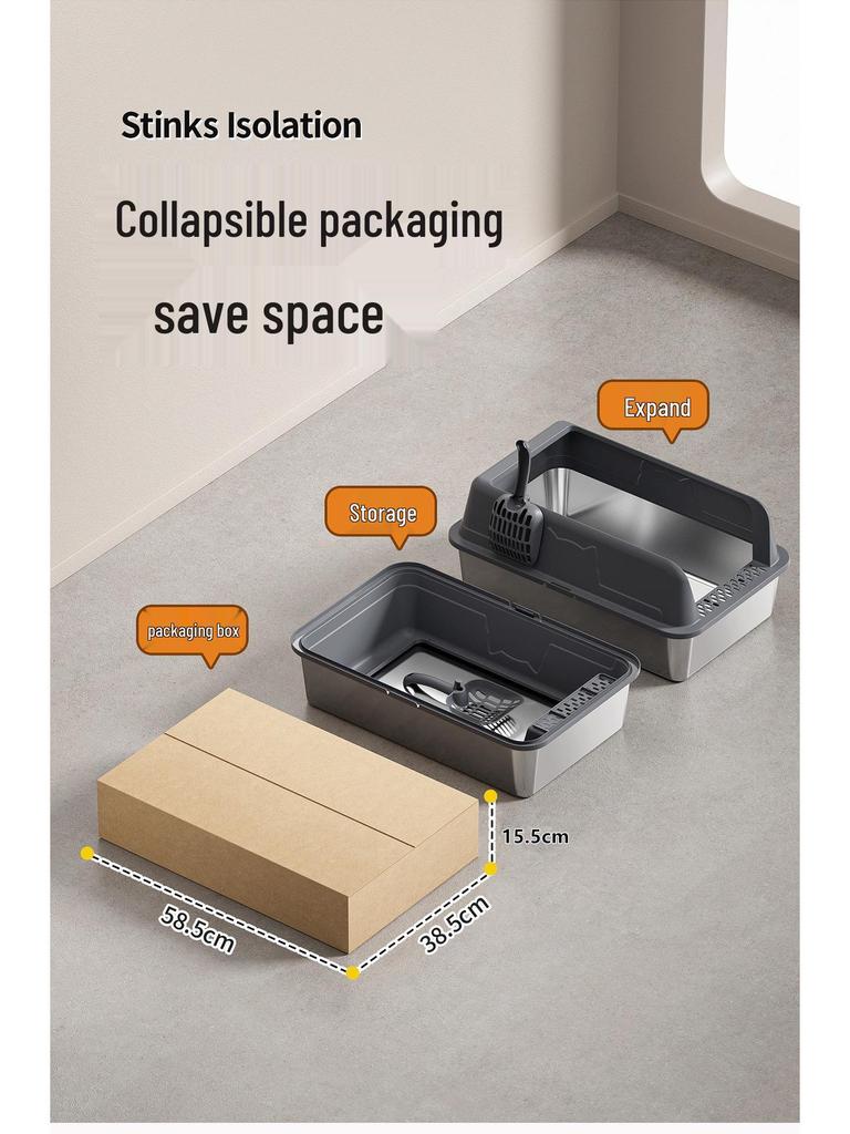 Stainless Steel Top-Entry Cat Litter Box, Anti-Splash Design