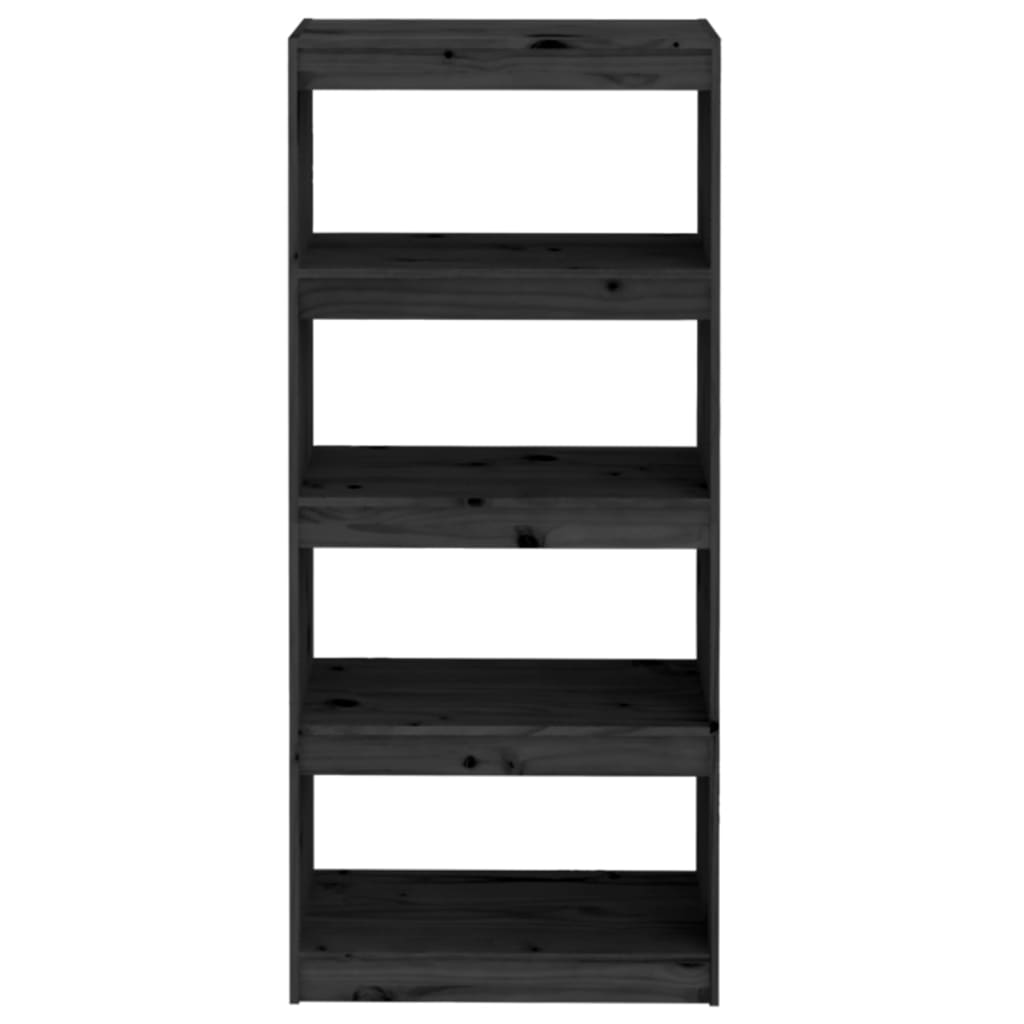 Bookshelf Room Divider Black 60x30x135.5 cm Solid Pine Wood