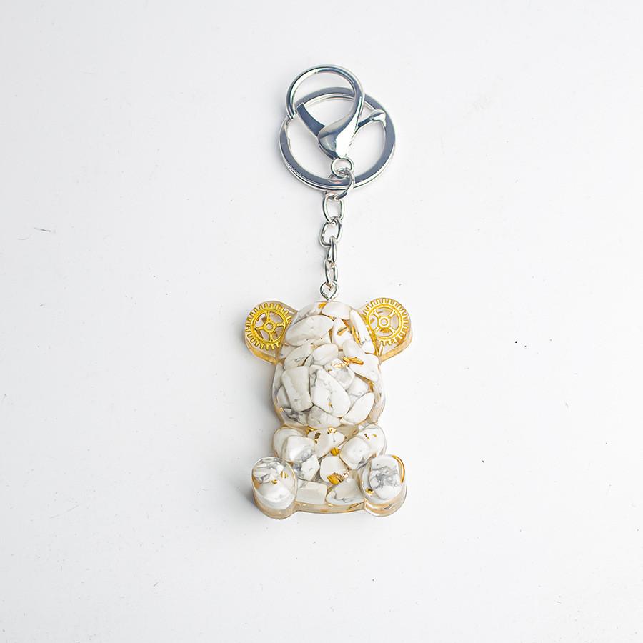 Crystal Stone Bear Pendant With Natural Gemstones For Car Keychain And Gift Use