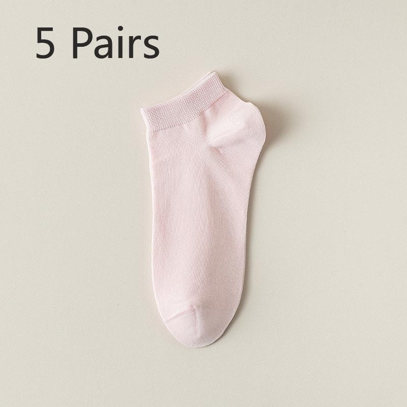 5 Pairs Boneless Socks for Women Spring and Summer Thin Socks Absorbent Cotton Socks