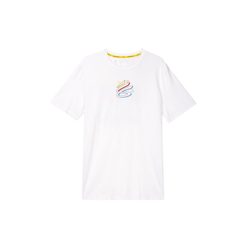 Under Armour Vintage Logo Ribbed Crew Neck T-Shirt Men Tops White 1383867-100