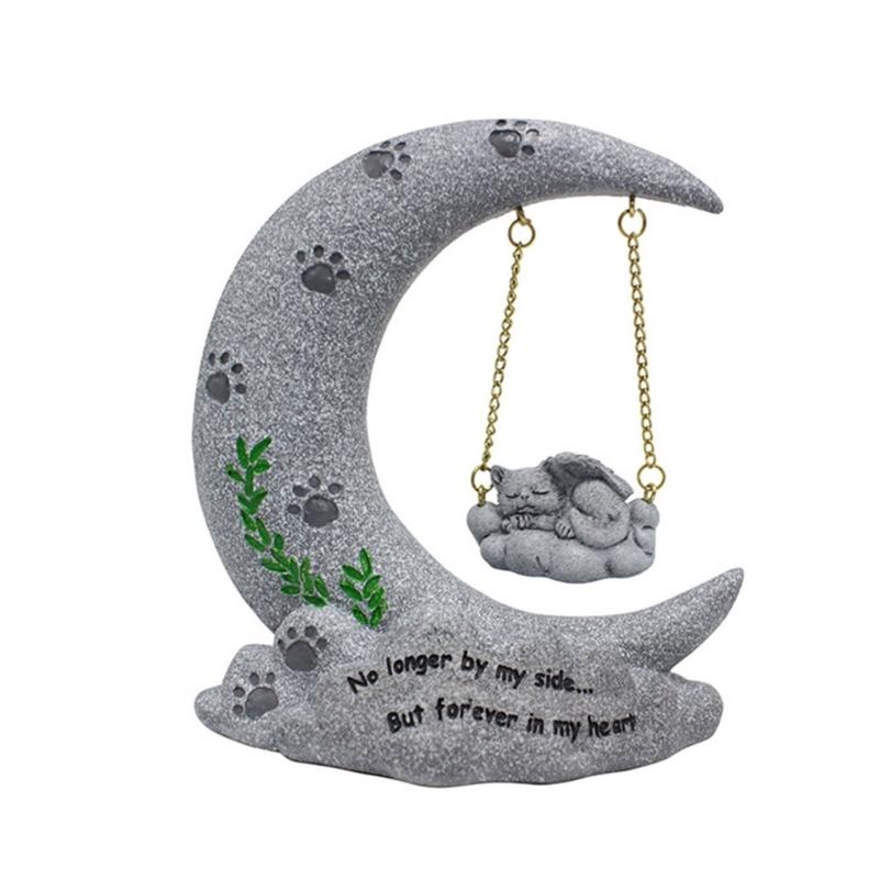 

Swing On Moon Remembered Pet Memorials Stone Marker for Dogs Cats Pet Grave Headstones Tombstones Loss of Pet Gift